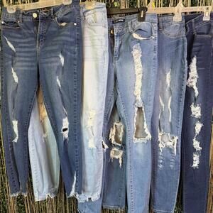 Trendy Distressed Women's Denim Jeans - Multiple Shades